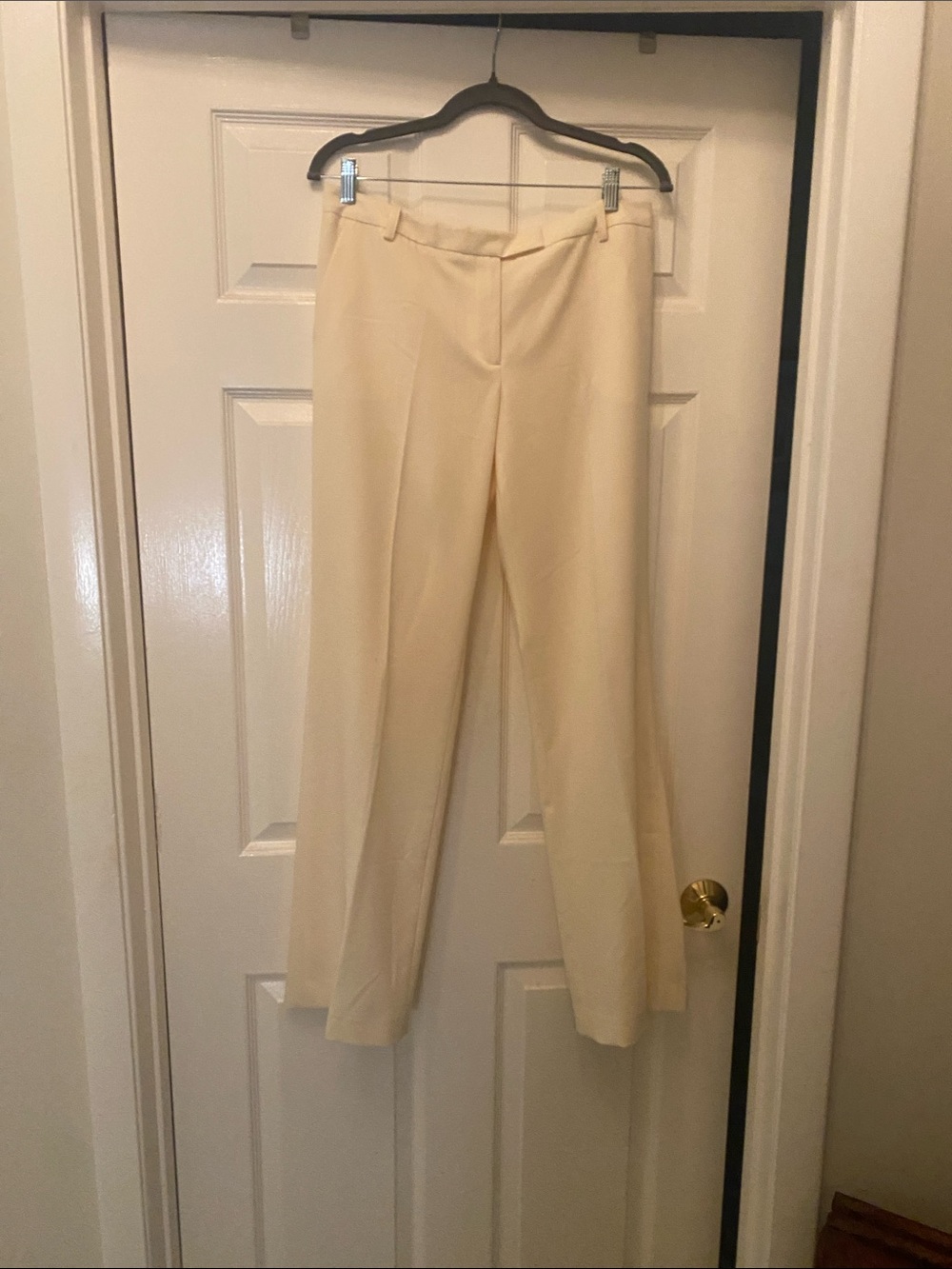 Calvin Klein Cream Straight-Leg Dress Trousers